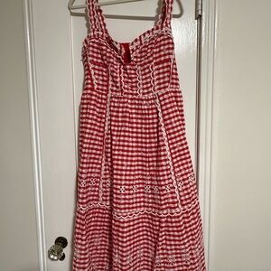 Anthropologie Red Gingham Dress